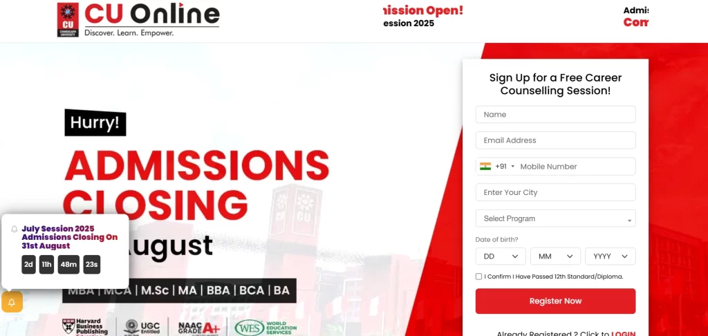Chandigarh University Distance MBA