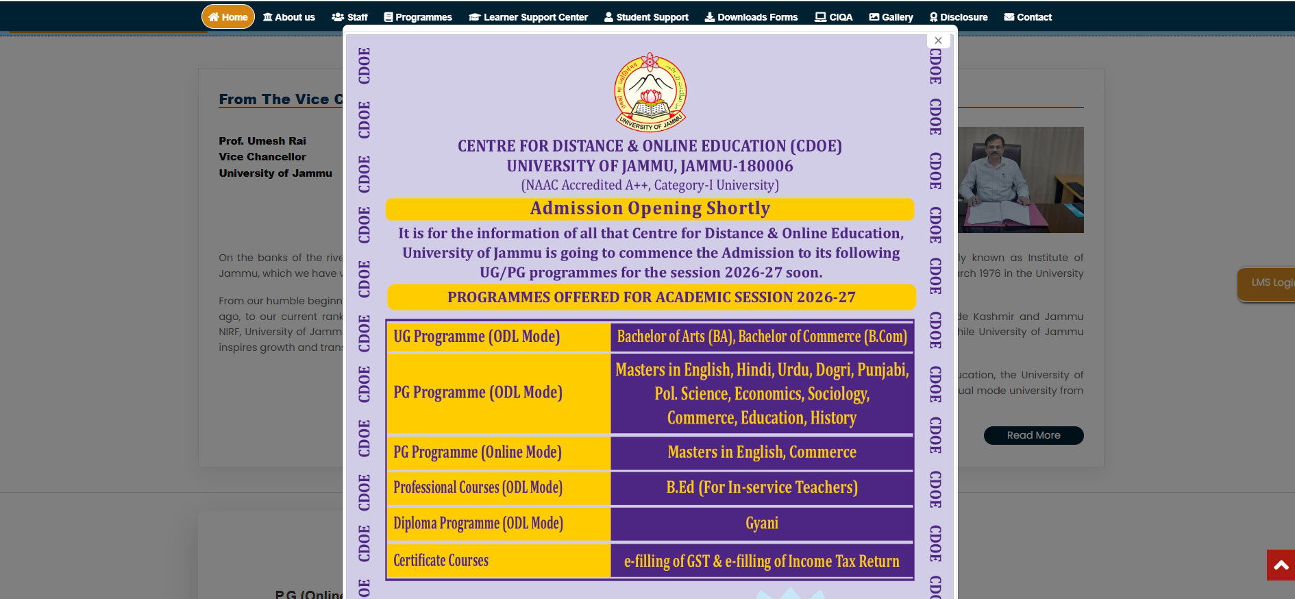Jammu University Distance education