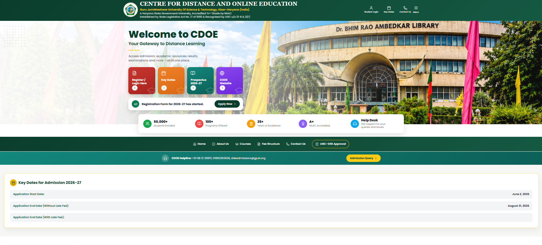 GJJU Distance Education Admission