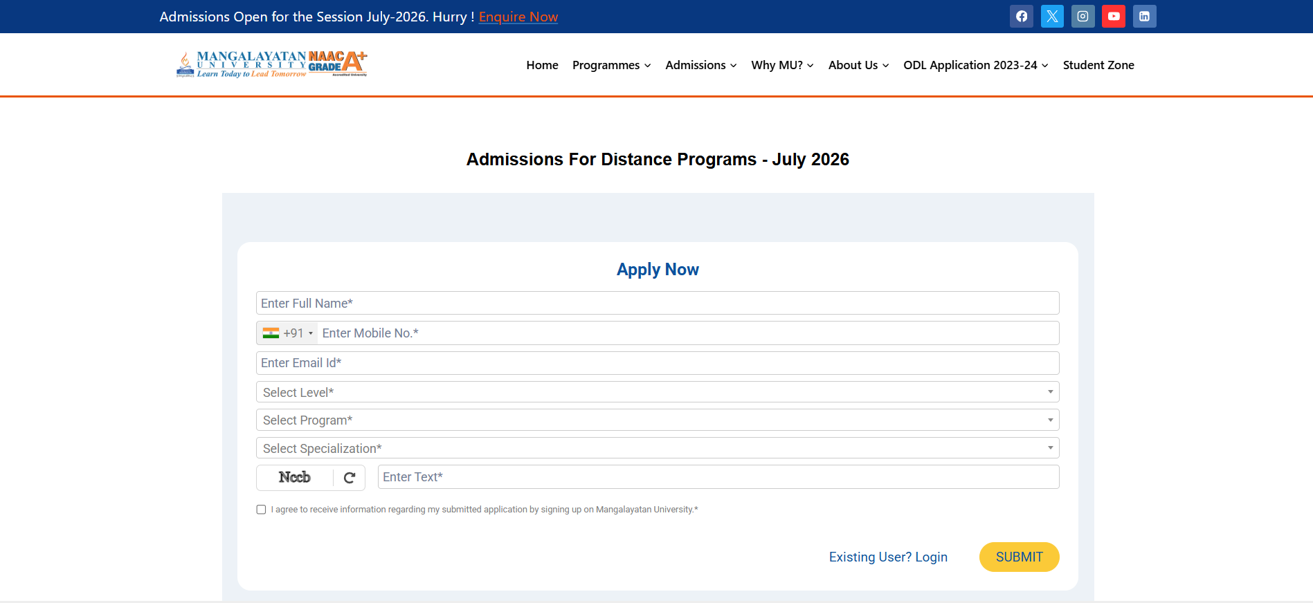 Mangalayatan University Distance Education