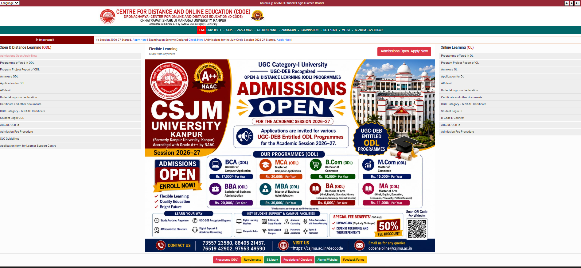 CSJMU Kanpur distance MBA
